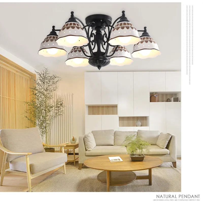 plafonnier en céramique style européen ambiance rétro pour intérieur
