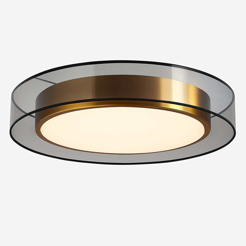 plafonnier en cuivre modernes abat-jour en maille Double abat-jour salon Led éclairage de plafond Loft chambre lumières créatives