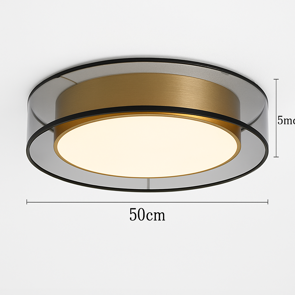 plafonnier en cuivre modernes abat-jour en maille Double abat-jour salon Led éclairage de plafond Loft chambre lumières créatives