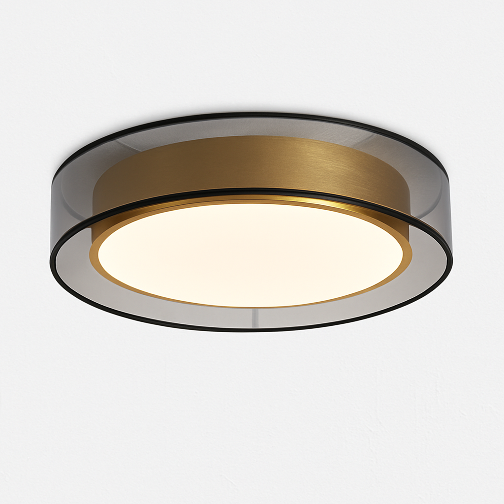 plafonnier en cuivre modernes abat-jour en maille Double abat-jour salon Led éclairage de plafond Loft chambre lumières créatives