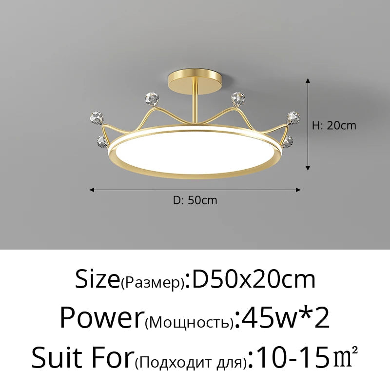 plafonnier en forme de couronne pour chambre d'enfant princesse protection des yeux