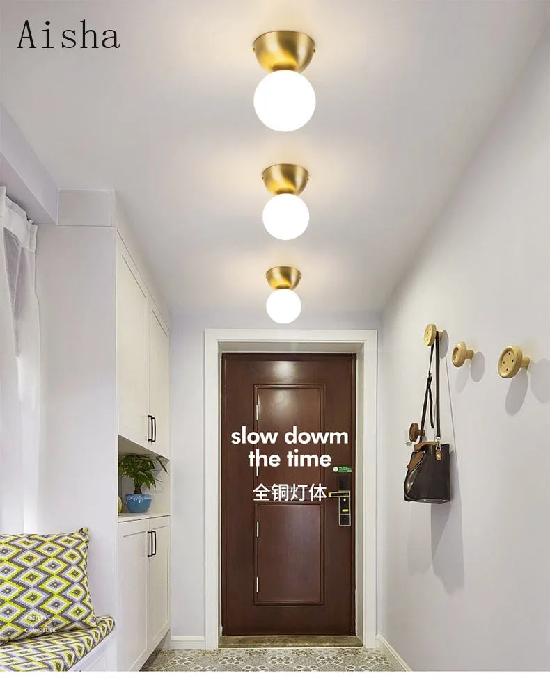 plafonnier en laiton éclairage intérieur nordique simple décoratif