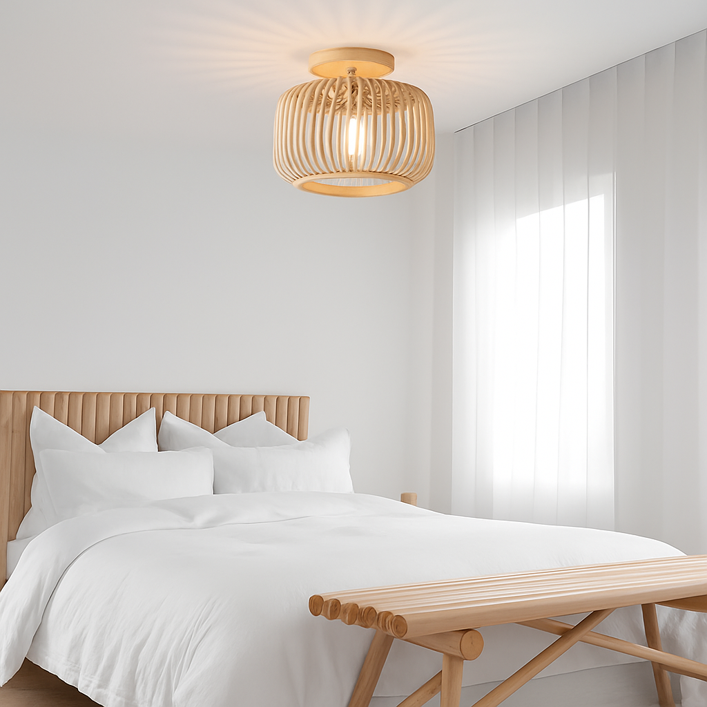 plafonnier en rotin et osier pour une décoration naturelle
