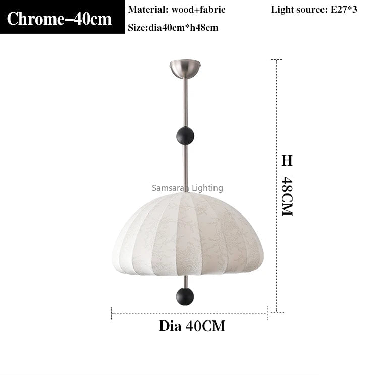plafonnier en tissu style français rétro en bois massif