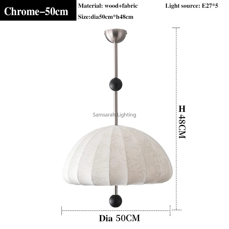 plafonnier en tissu style français rétro en bois massif