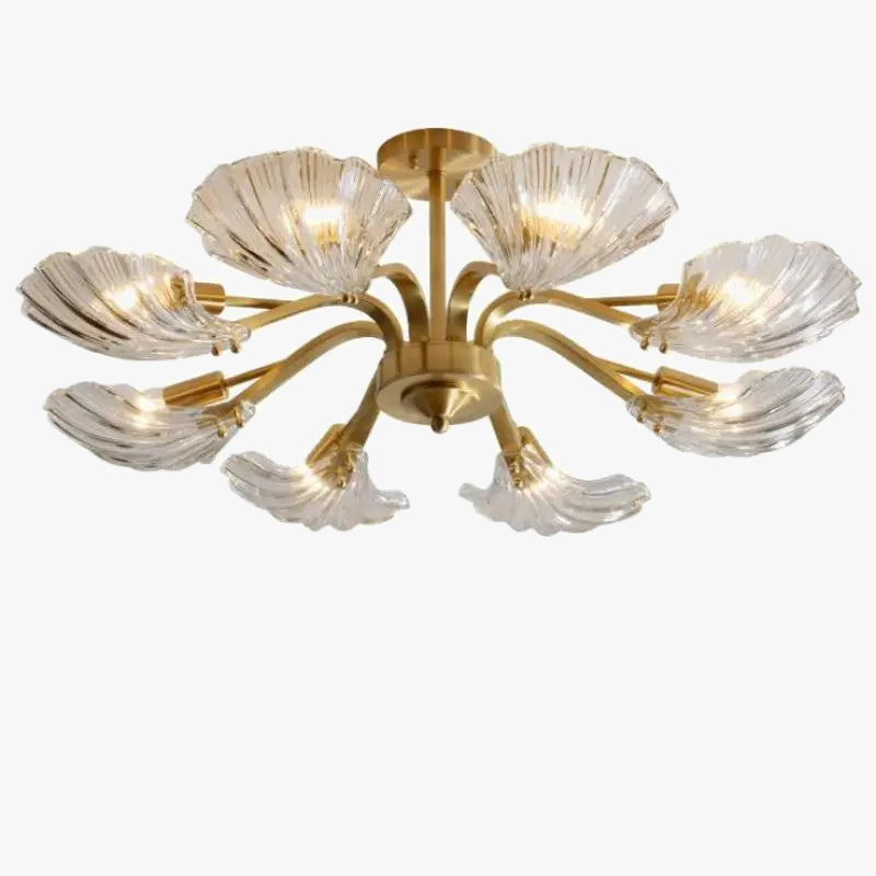 plafonnier en verre antique coquille cuivre lumière moderne design élégant
