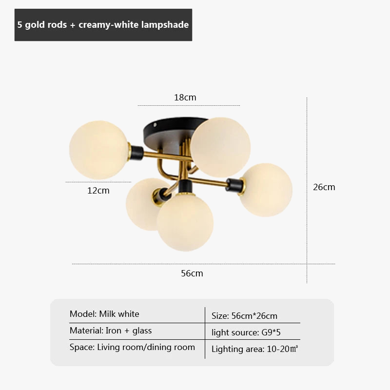Plafonnier en verre nordique G9 LED lumière industrielle en métal pour chambre salon salle à manger étude maison intérieur loft lumière