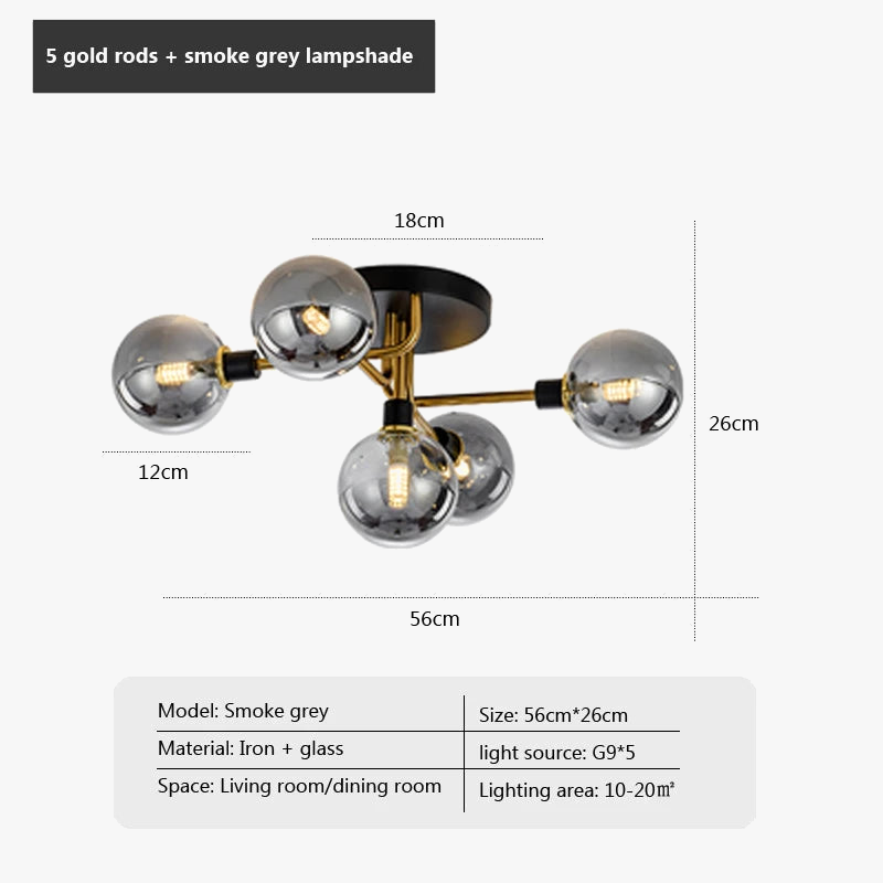 Plafonnier en verre nordique G9 LED lumière industrielle en métal pour chambre salon salle à manger étude maison intérieur loft lumière