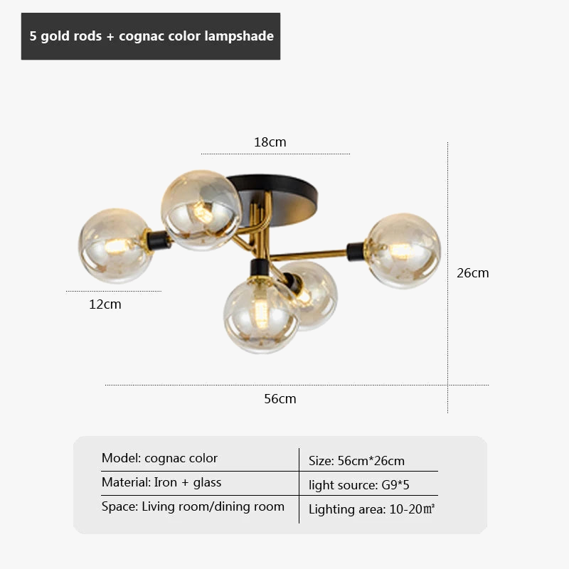 Plafonnier en verre nordique G9 LED lumière industrielle en métal pour chambre salon salle à manger étude maison intérieur loft lumière