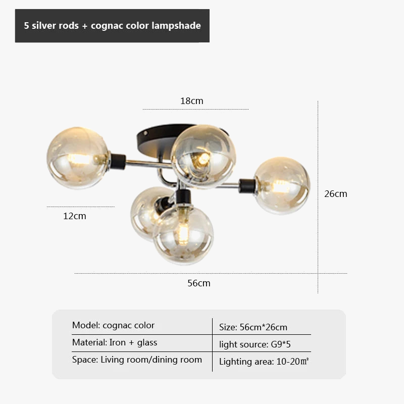 Plafonnier en verre nordique G9 LED lumière industrielle en métal pour chambre salon salle à manger étude maison intérieur loft lumière