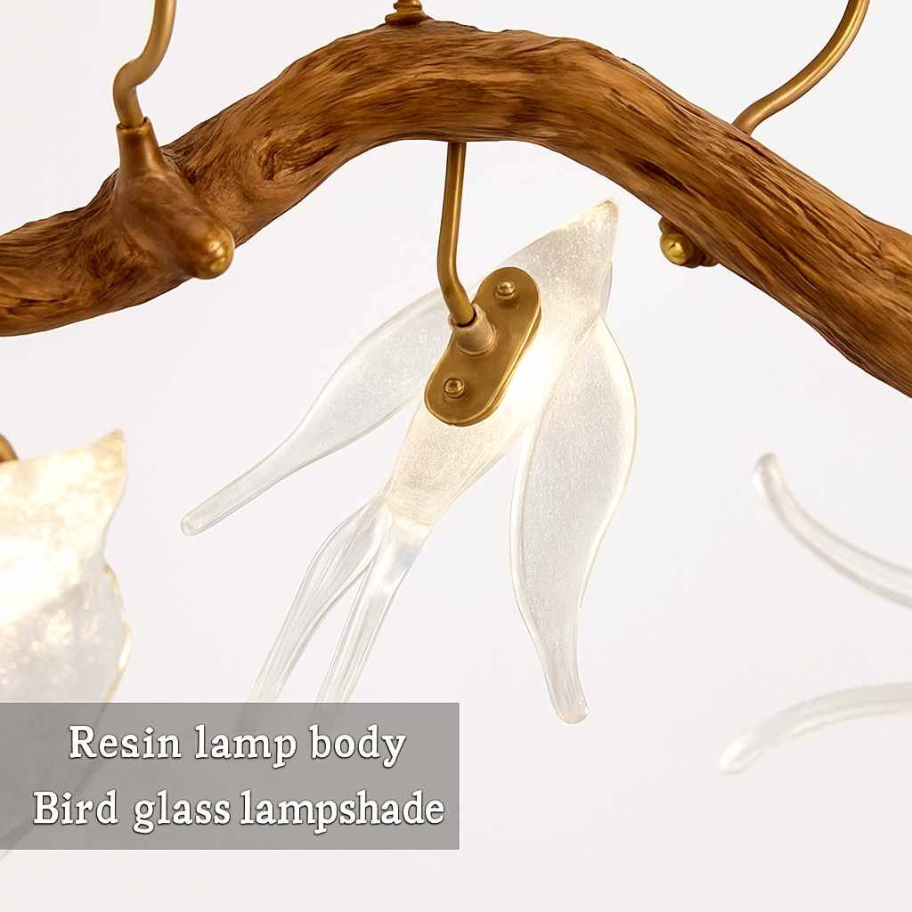 plafonnier en verre oiseau cristal avec lumière led