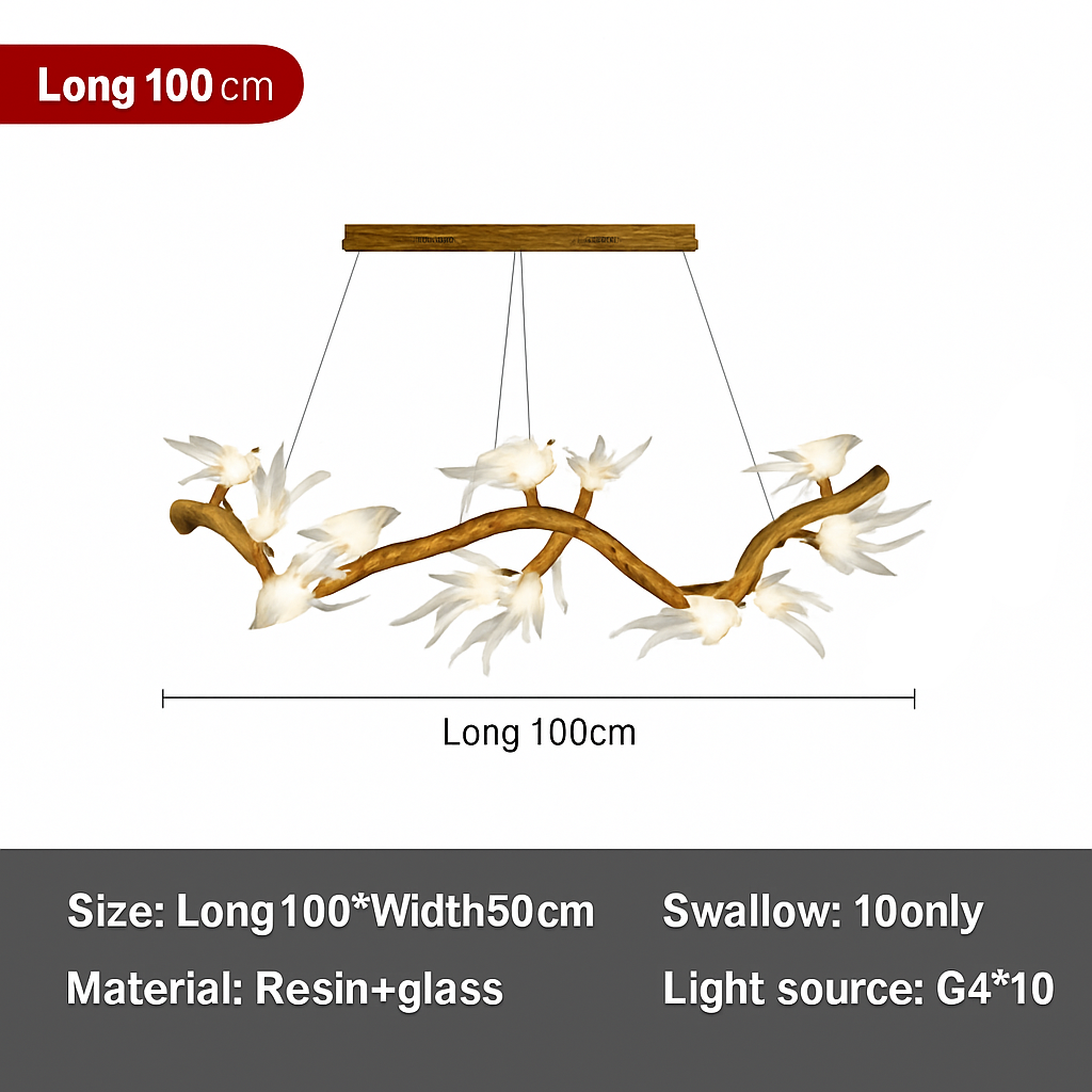 plafonnier en verre oiseau cristal avec lumière led