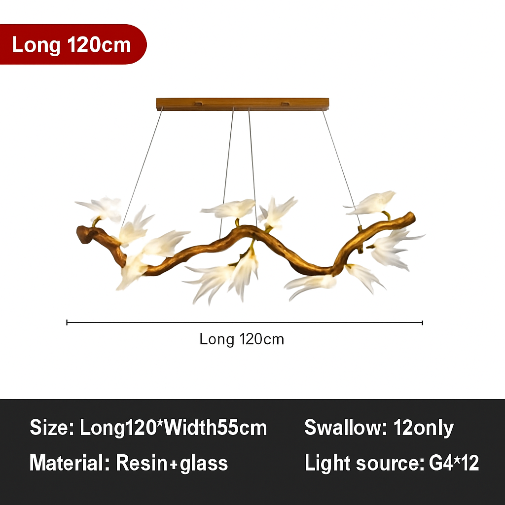 plafonnier en verre oiseau cristal avec lumière led