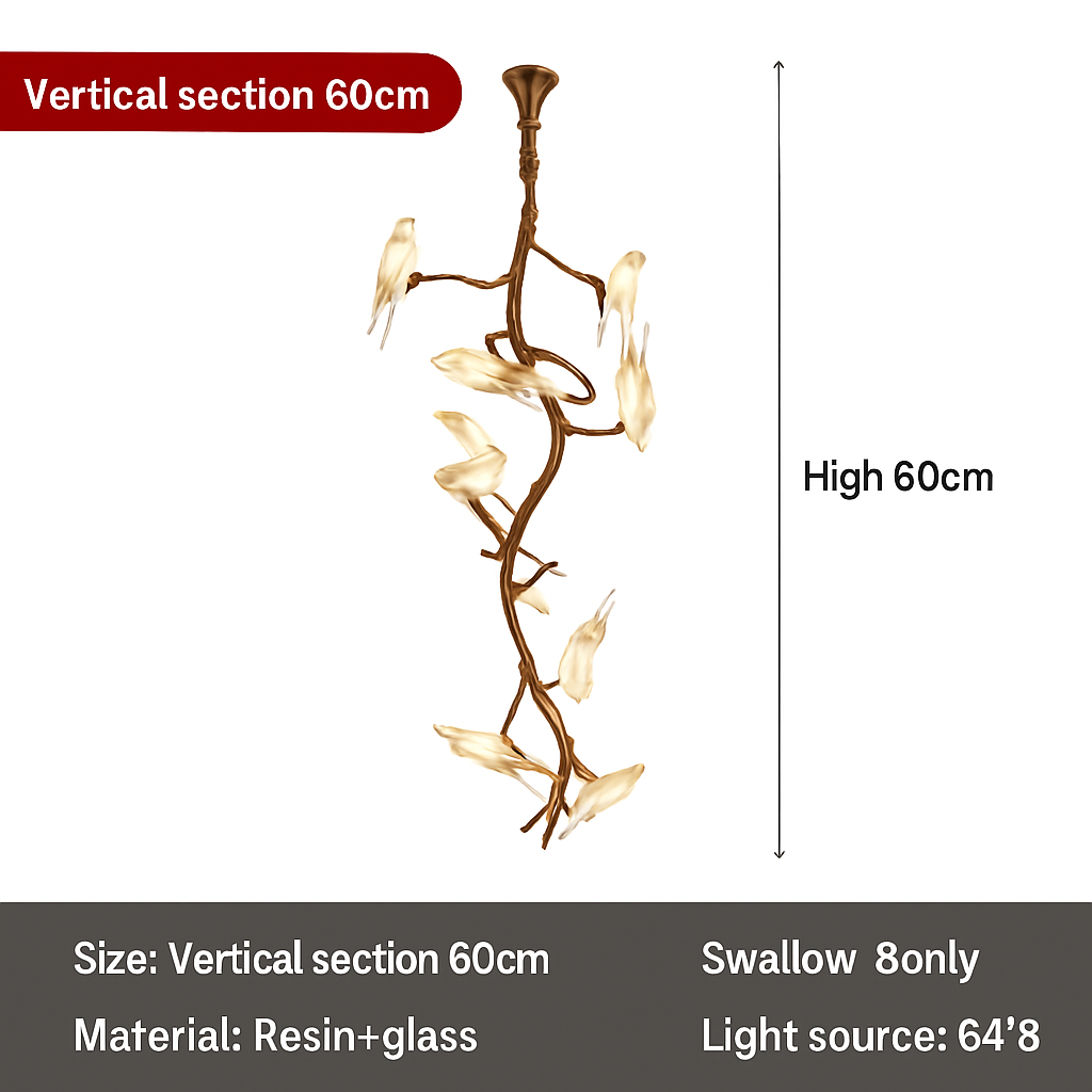 plafonnier en verre oiseau cristal avec lumière led