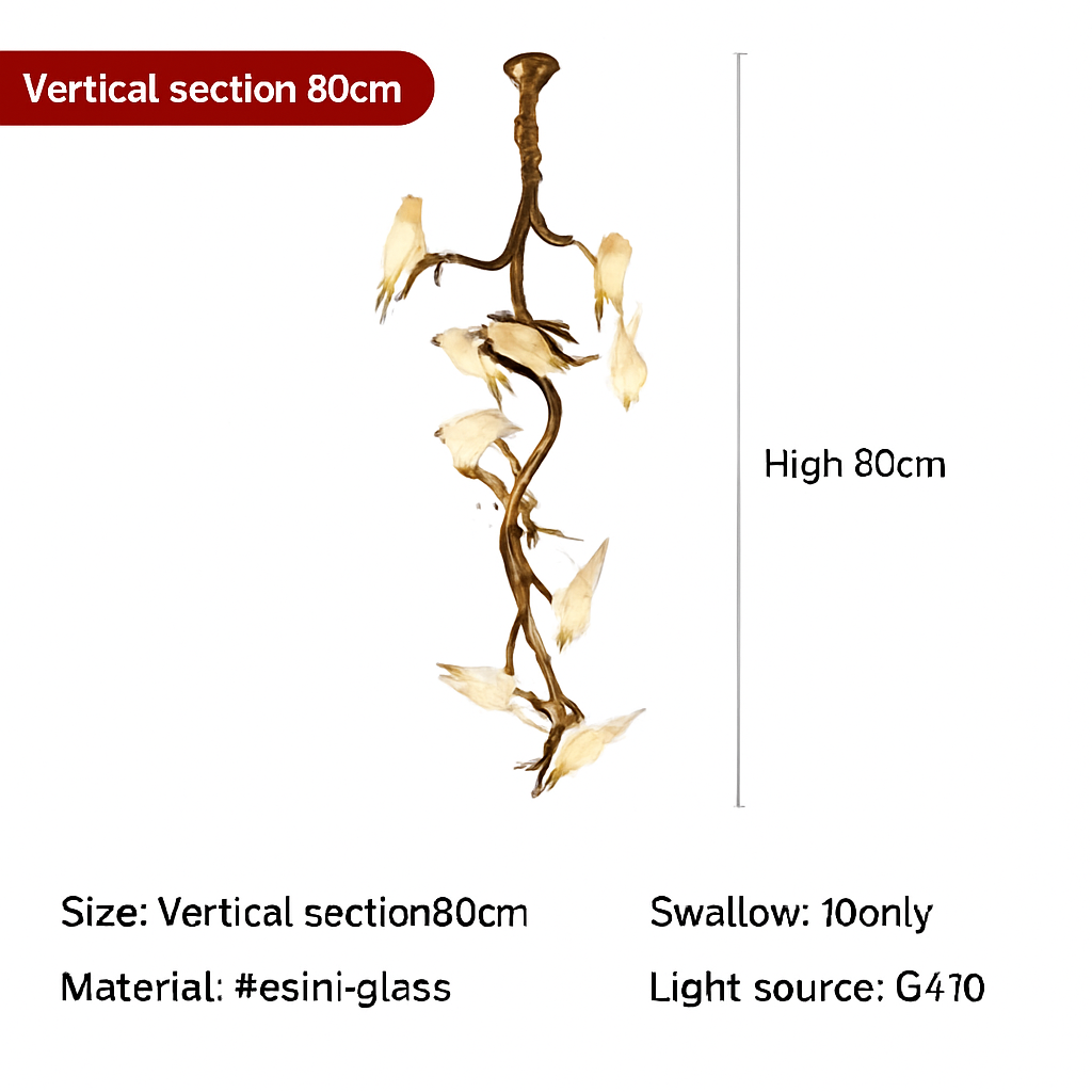 plafonnier en verre oiseau cristal avec lumière led
