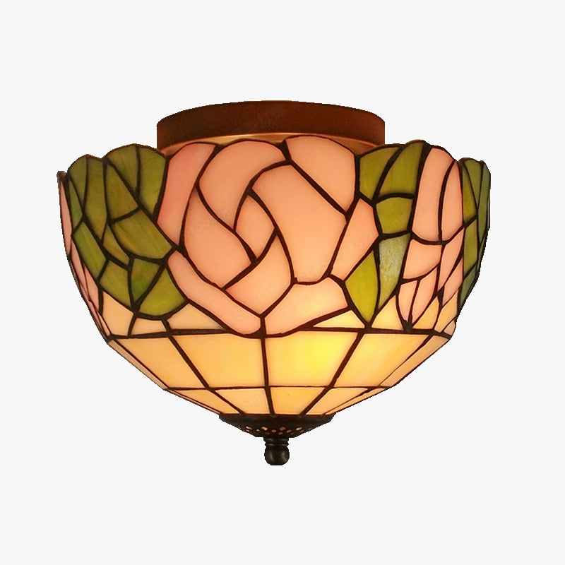 plafonnier en verre style tiffany pour éclairage artistique rétro