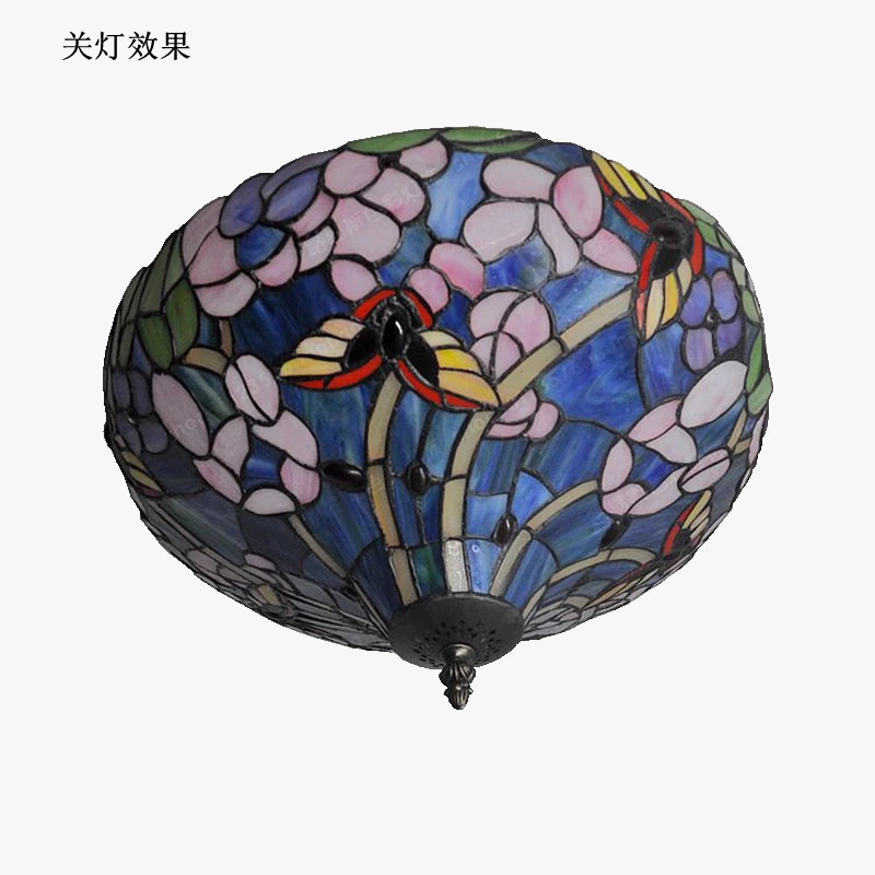 plafonnier fleurs papillons style campagne lampes rétro en verre artisanales