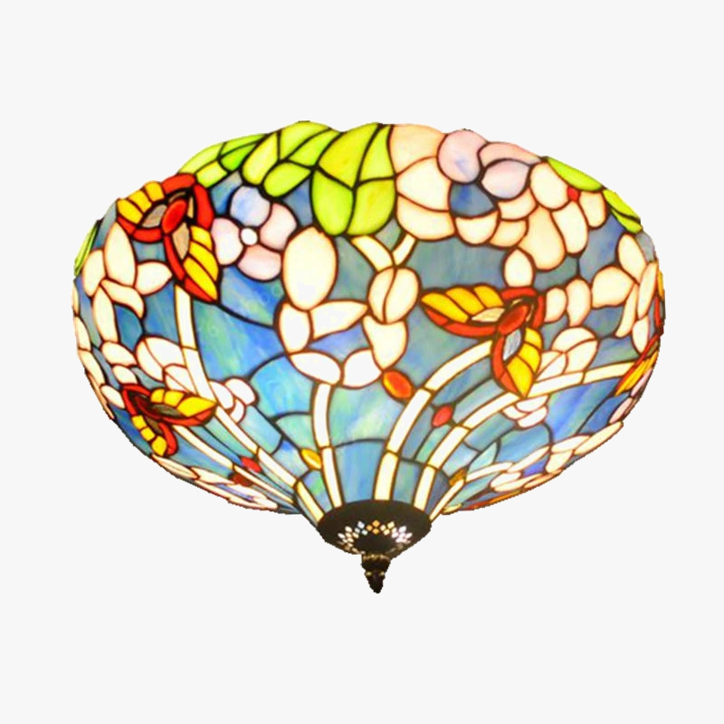 plafonnier fleurs papillons style campagne lampes rétro en verre artisanales