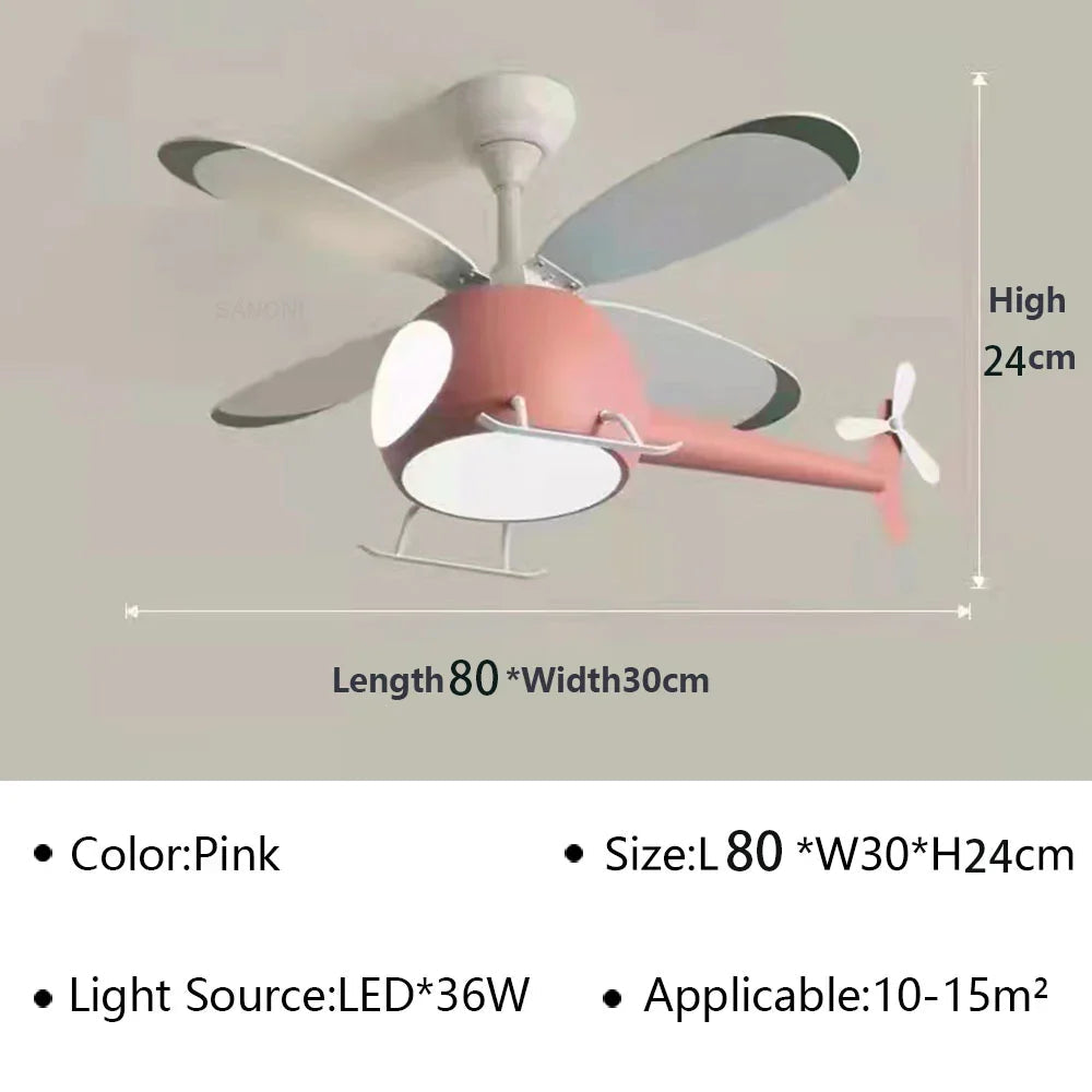 plafonnier hélicoptère ventilateur led pour chambre enfant
