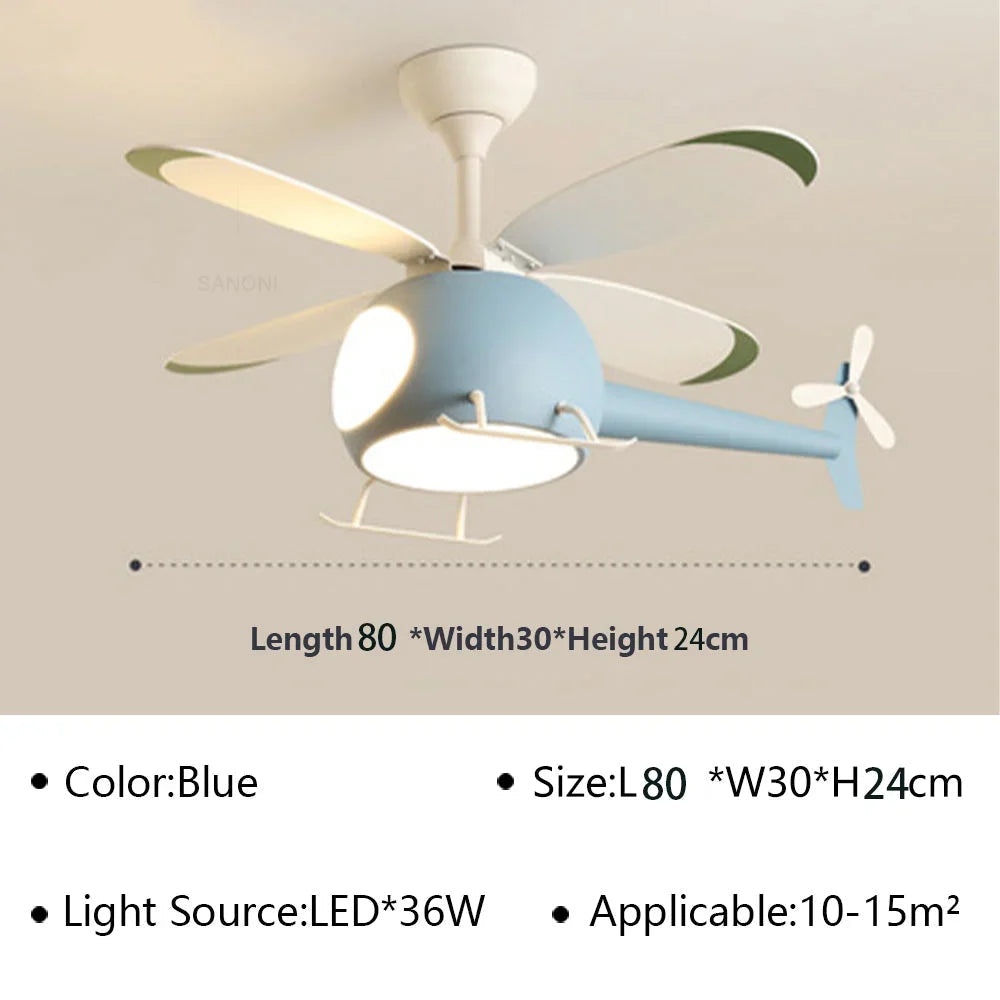plafonnier hélicoptère ventilateur led pour chambre enfant
