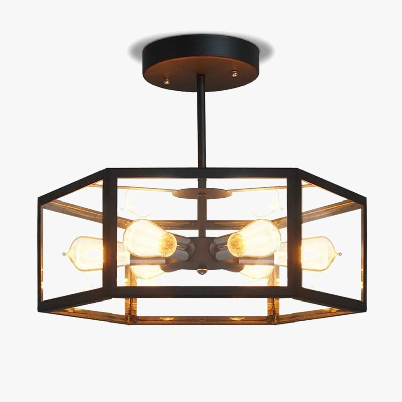 plafonnier hexagonal en verre style rétro pour café bar restaurant