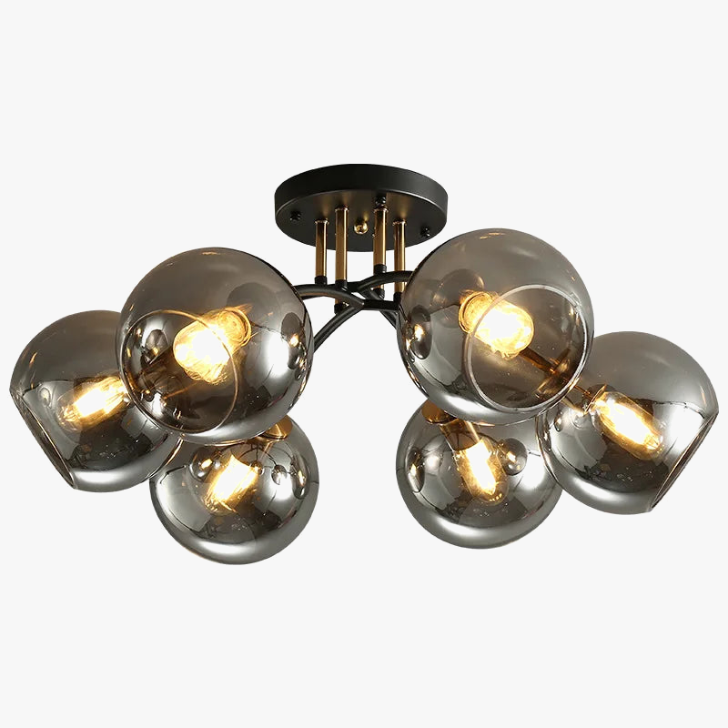 plafonnier industriel design en verre fumé pour décoration moderne