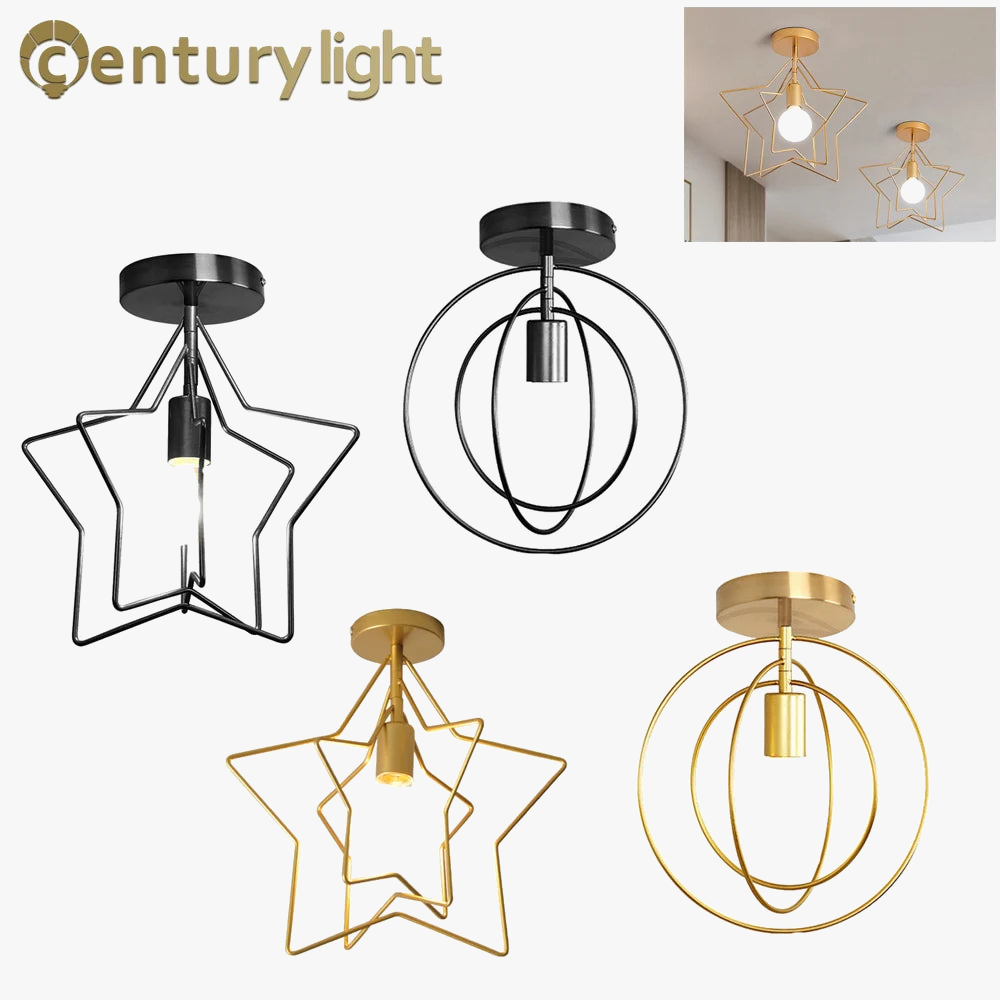 plafonnier industriel en métal doré design moderne luminaire décoratif loft