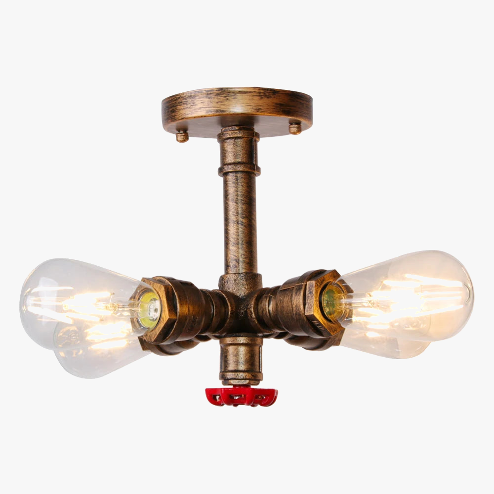 plafonnier industriel rétro à 4 lumières en tuyau d'eau décoratif