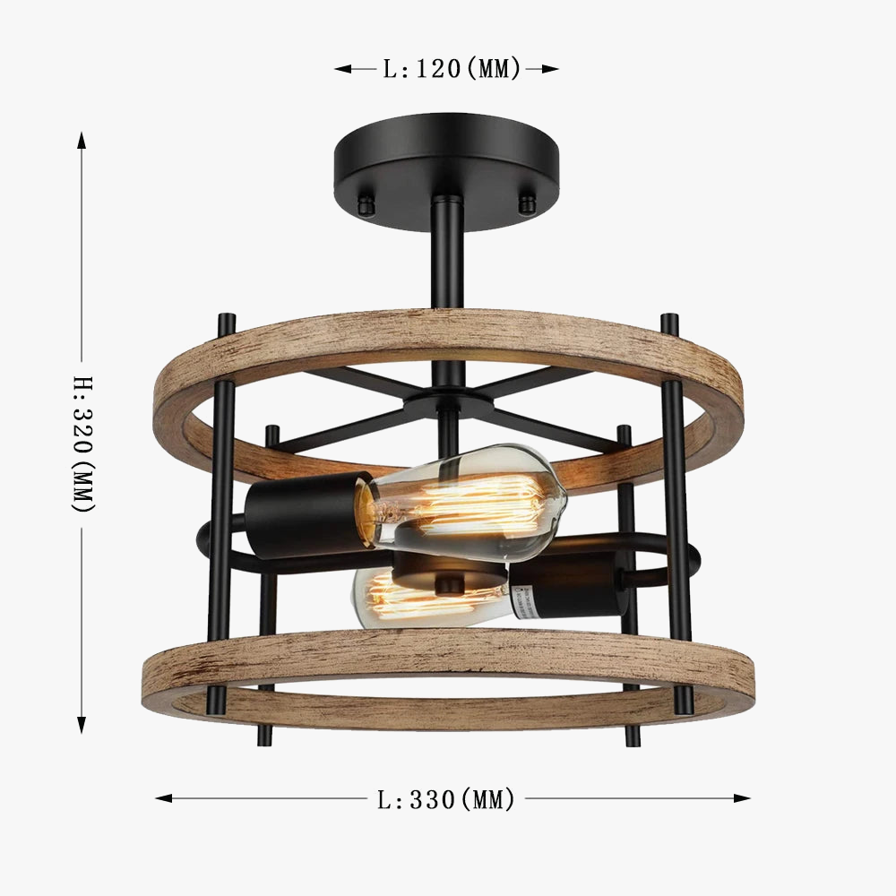 plafonnier industriel rétro à deux lampes pour intérieur