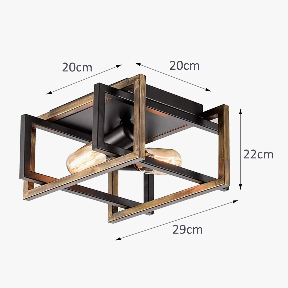 plafonnier industriel rétro à deux lampes pour intérieur