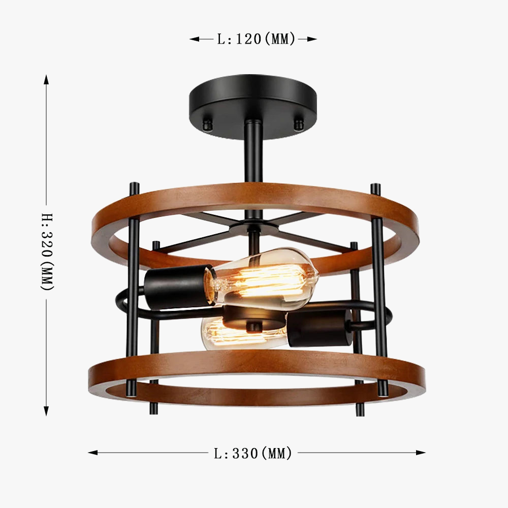plafonnier industriel rétro à deux lampes pour intérieur