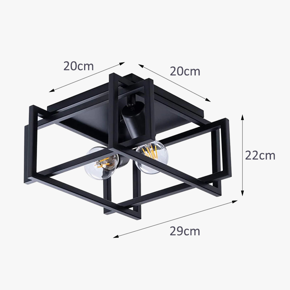 plafonnier industriel rétro à deux lampes pour intérieur