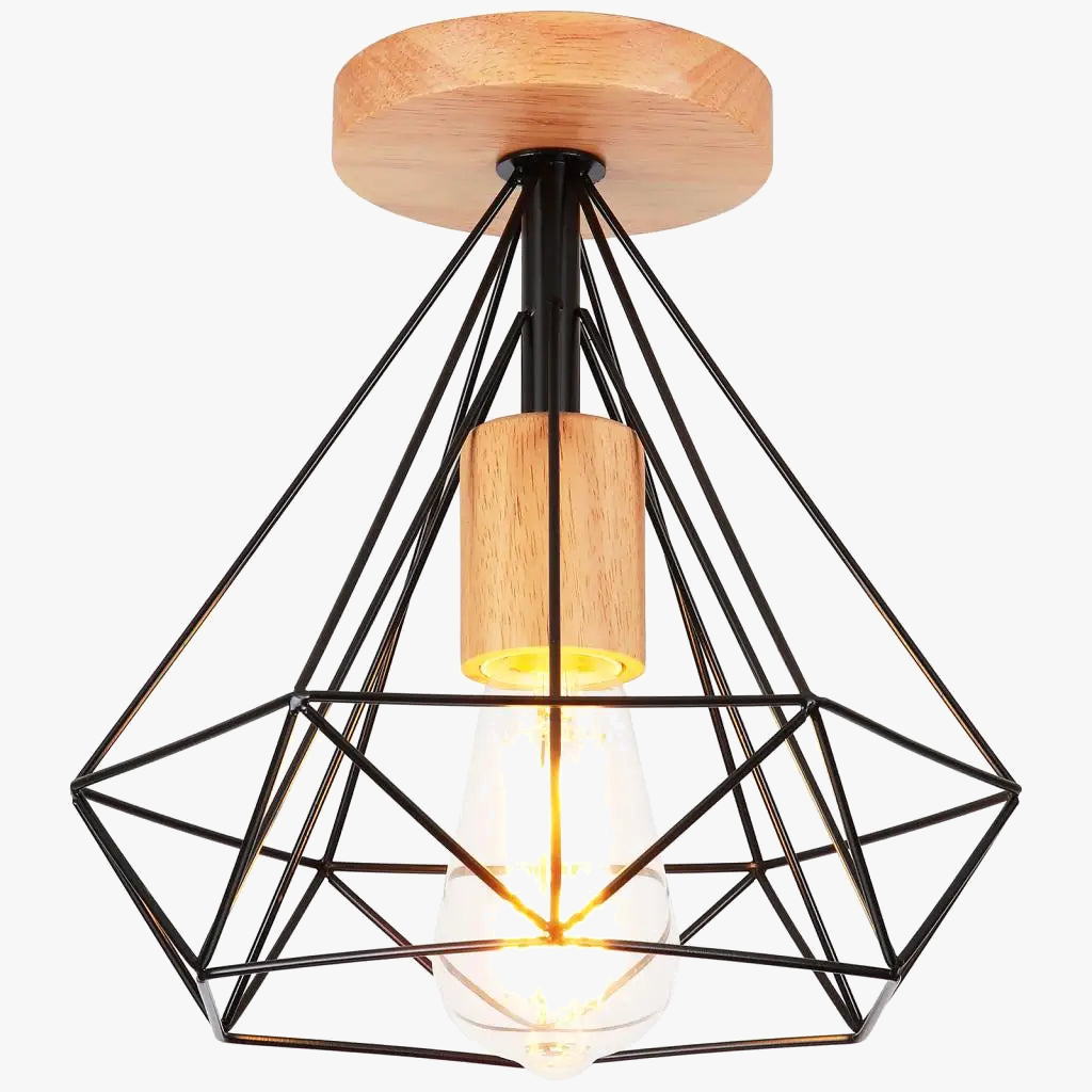 plafonnier industriel rétro led cage métal vintage luminaire