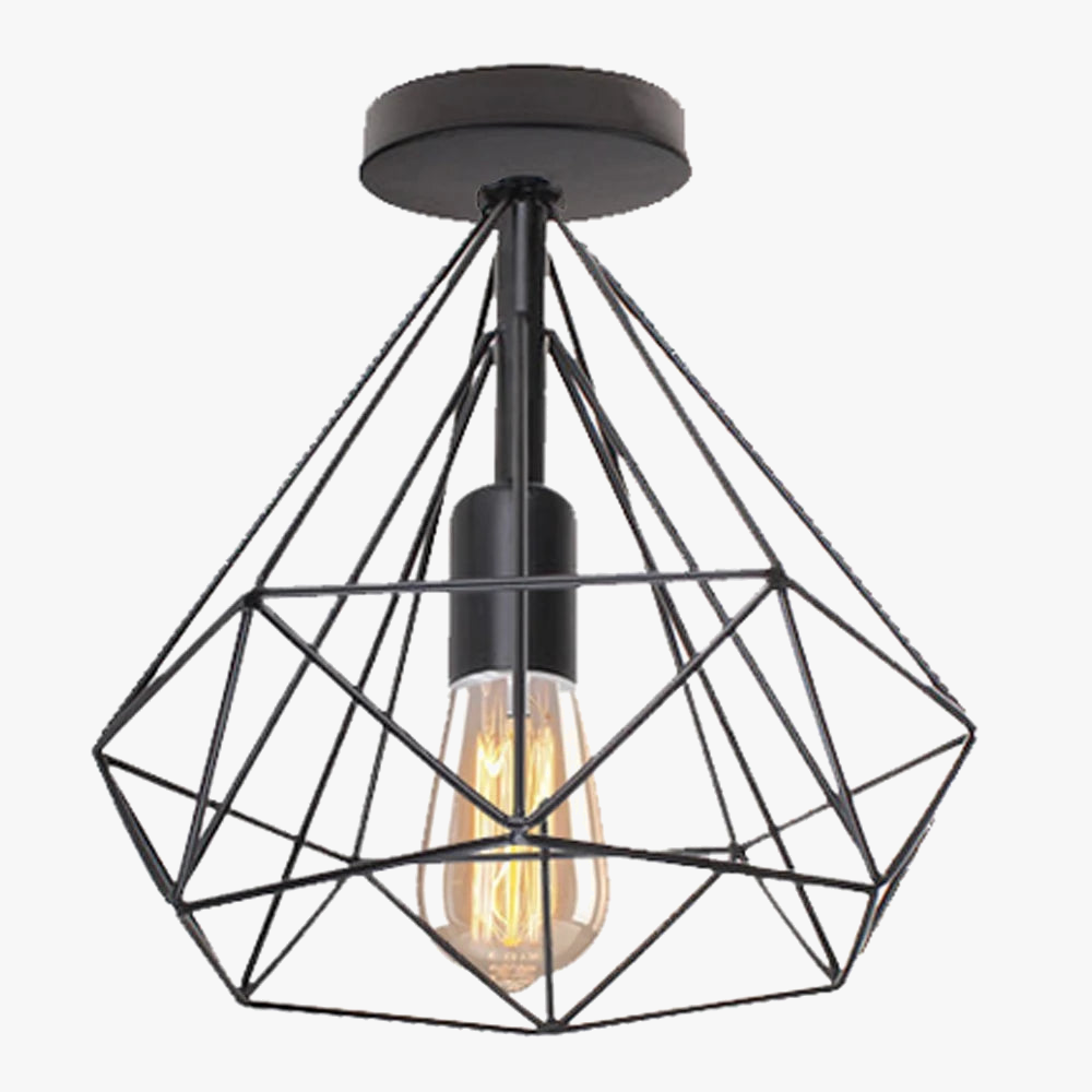 plafonnier industriel rétro led cage métal vintage luminaire