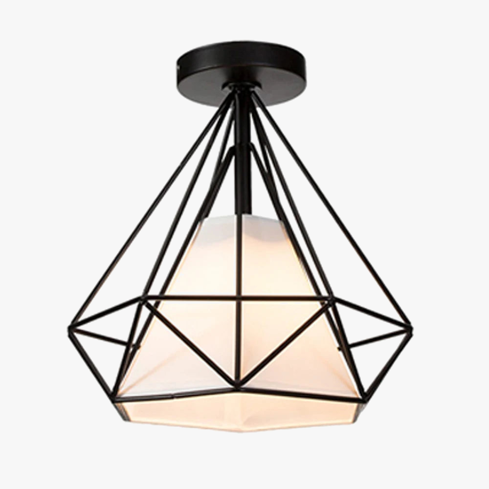 plafonnier industriel rétro led cage métal vintage luminaire