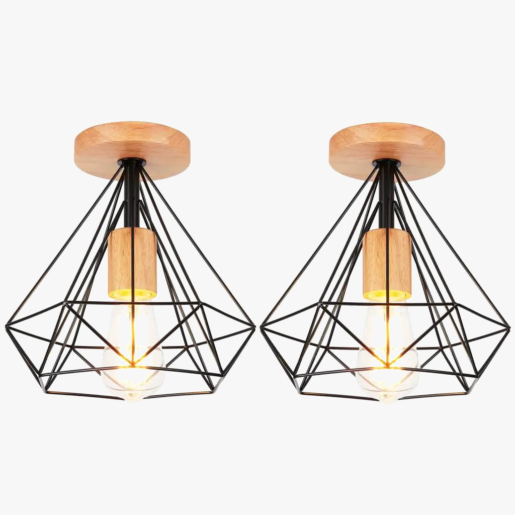 plafonnier industriel rétro led cage métal vintage luminaire