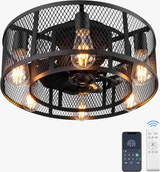 plafonnier industriel sans pales avec lumière et télécommande