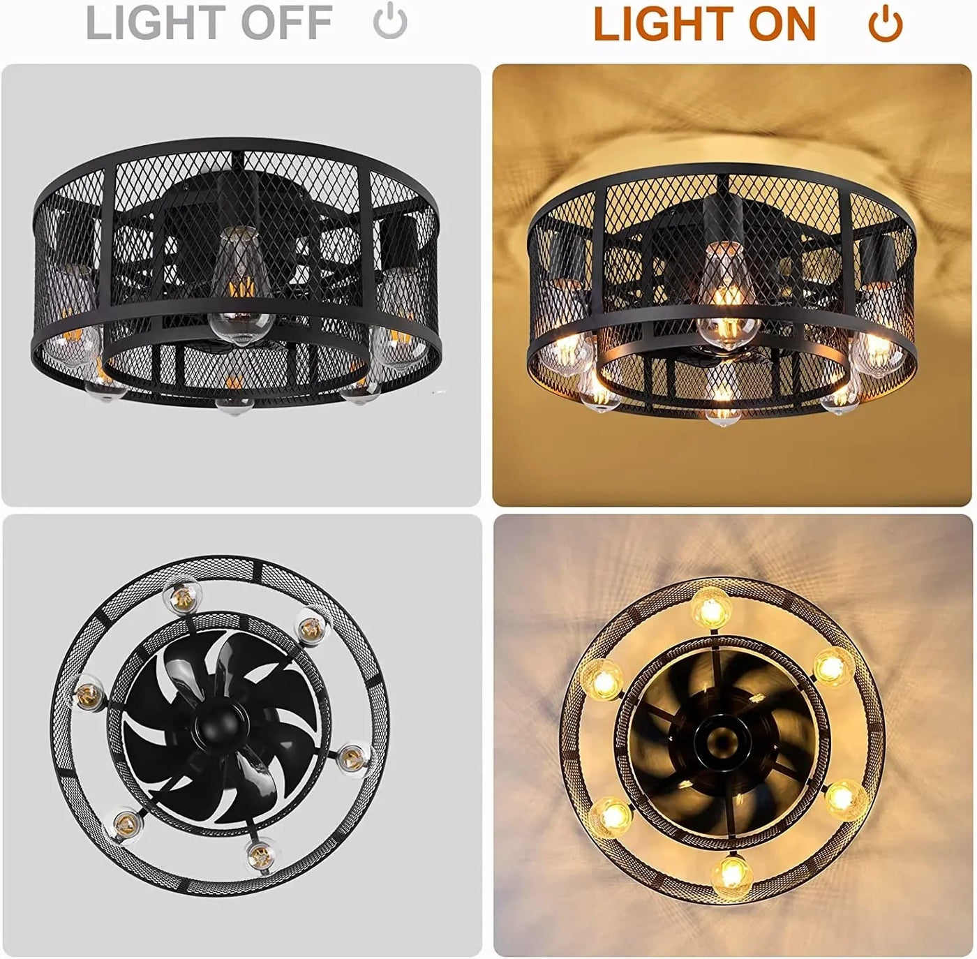 plafonnier industriel sans pales avec lumière et télécommande