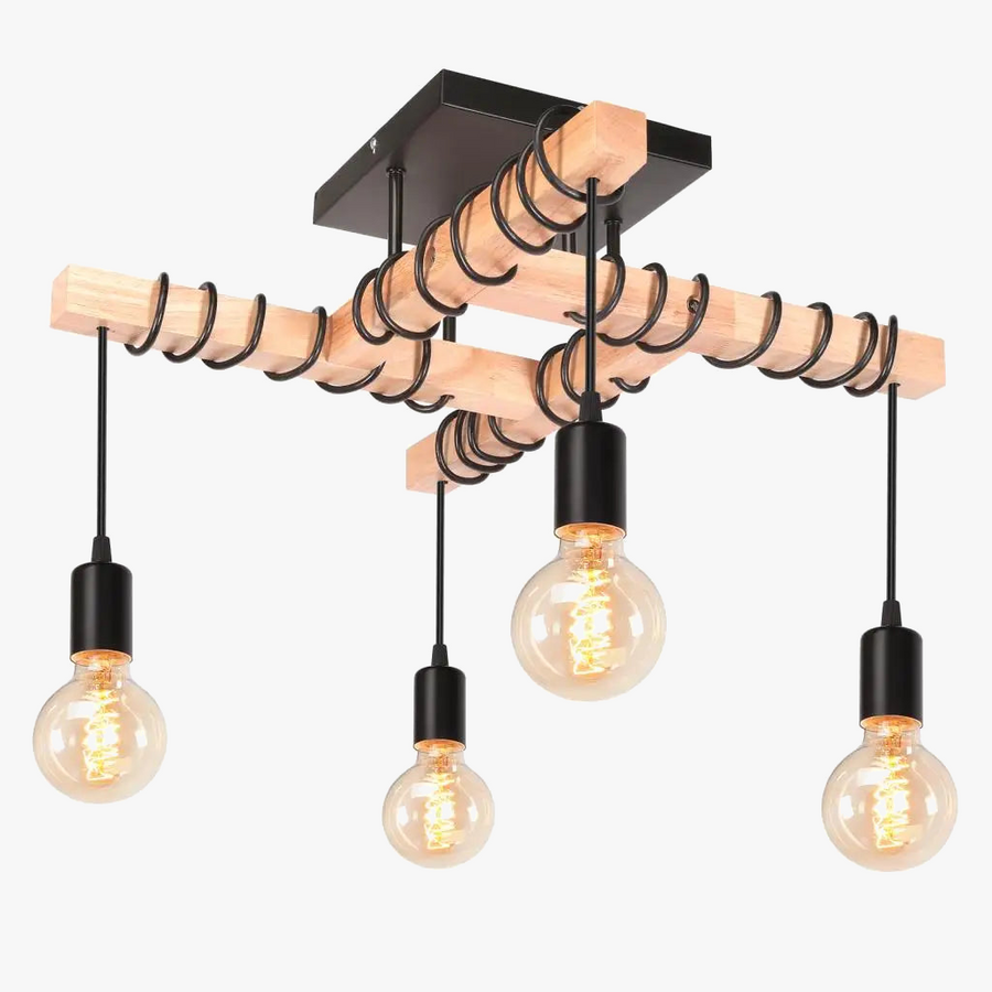 plafonnier industriel vintage à 4 têtes éclairage suspendu décoratif