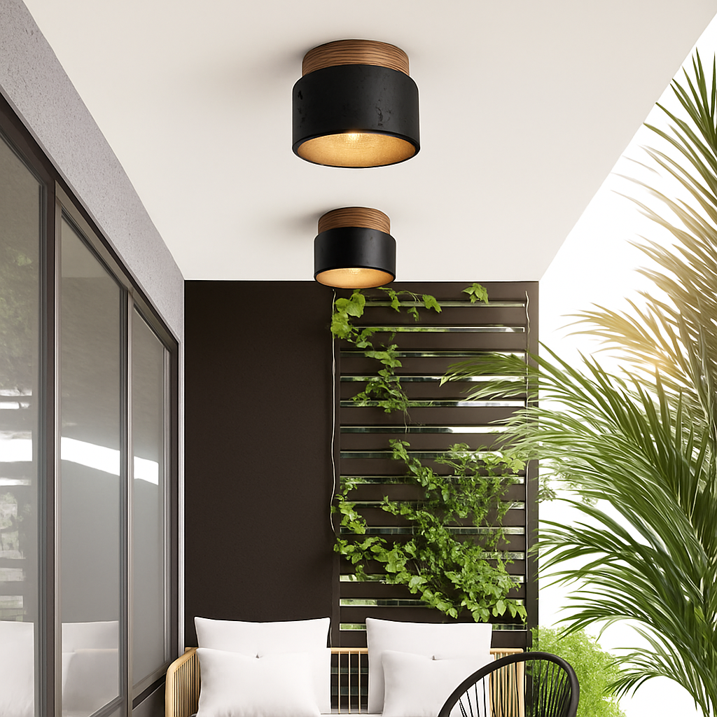 plafonnier japonais wabi-sabi en pierre pour extérieur et intérieur