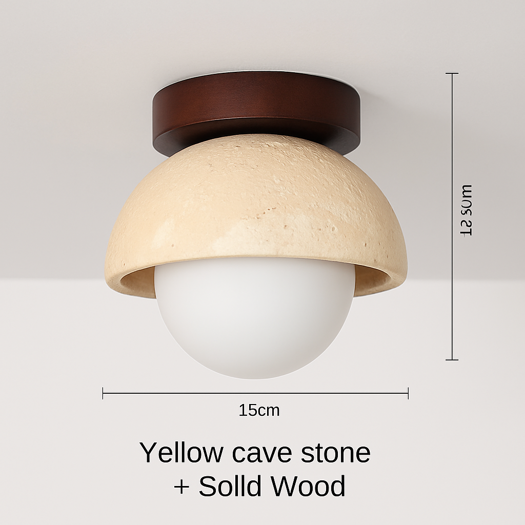 plafonnier japonais wabi-sabi en pierre pour extérieur et intérieur