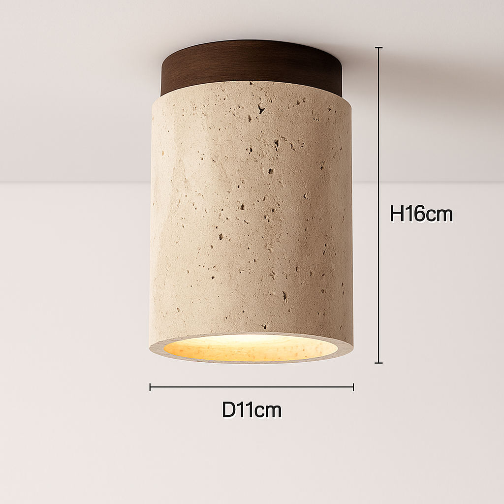 plafonnier japonais wabi-sabi en pierre pour extérieur et intérieur