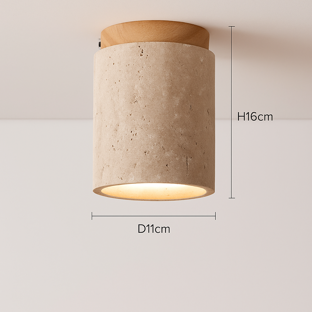 plafonnier japonais wabi-sabi en pierre pour extérieur et intérieur
