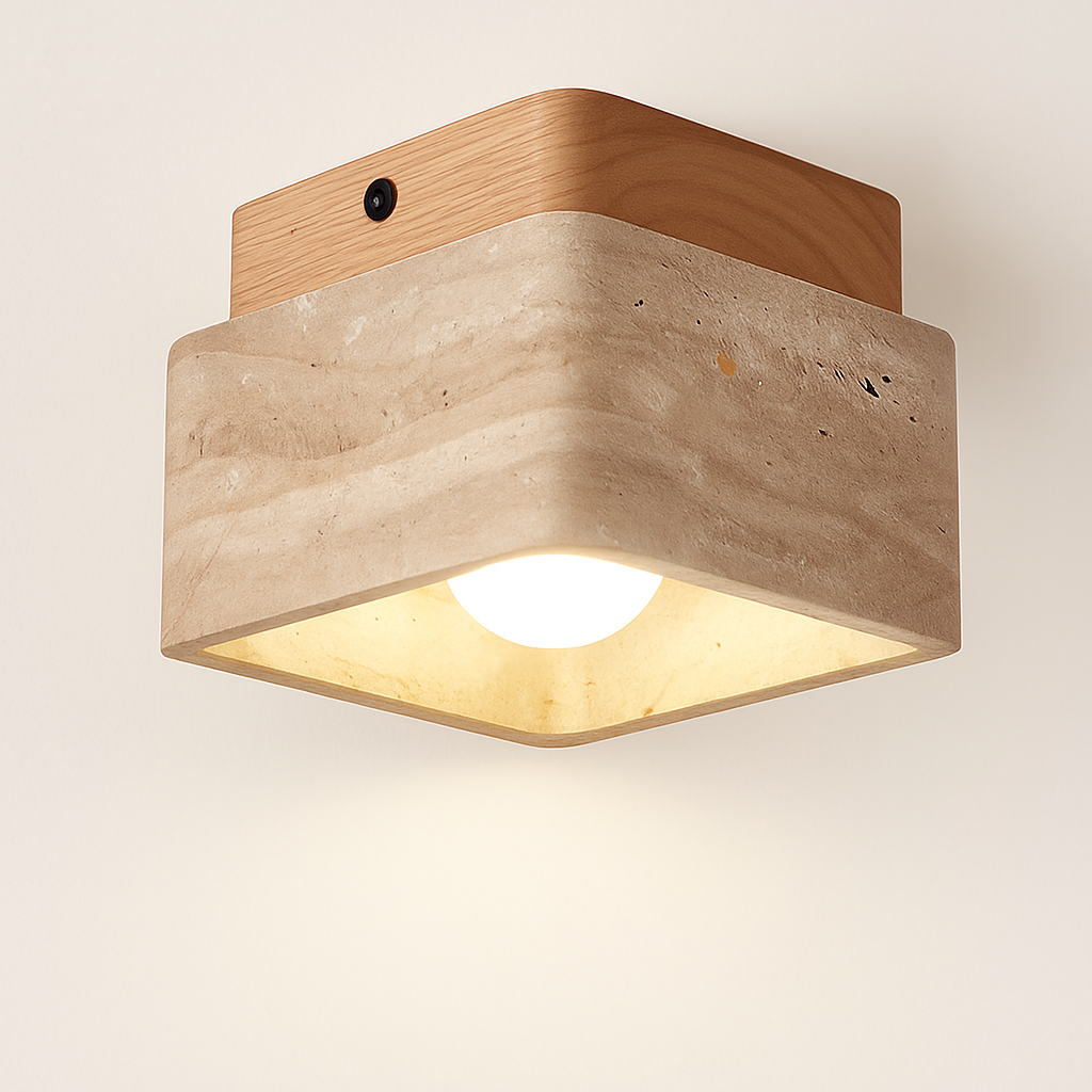 plafonnier japonais wabi-sabi en pierre pour extérieur et intérieur