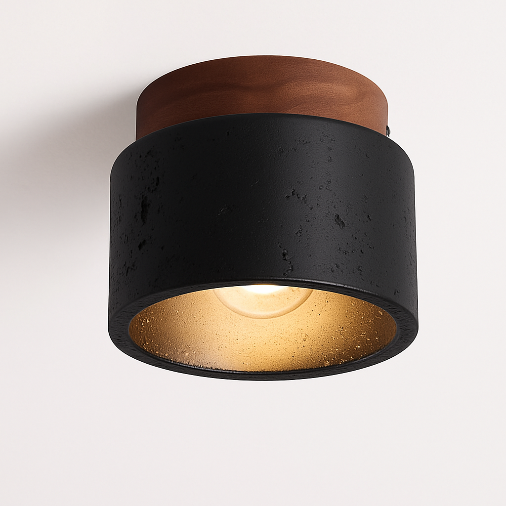 plafonnier japonais wabi-sabi en pierre pour extérieur et intérieur