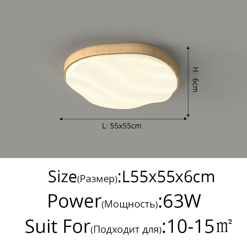 plafonnier led 	 style bois naturel nuage chaud spectre complet