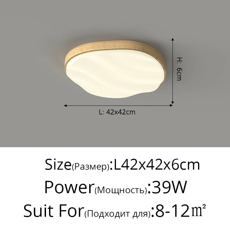 plafonnier led 	 style bois naturel nuage chaud spectre complet