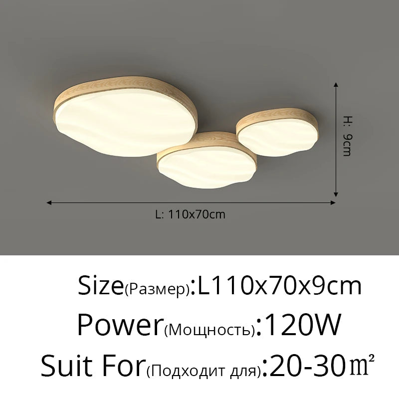 plafonnier led 	 style bois naturel nuage chaud spectre complet