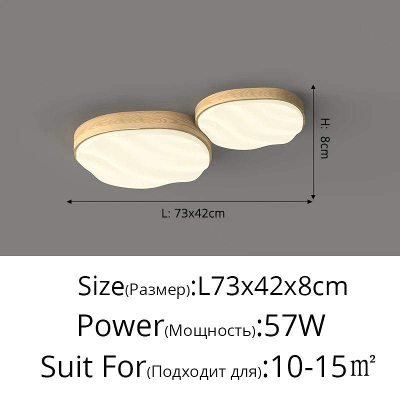 plafonnier led 	 style bois naturel nuage chaud spectre complet