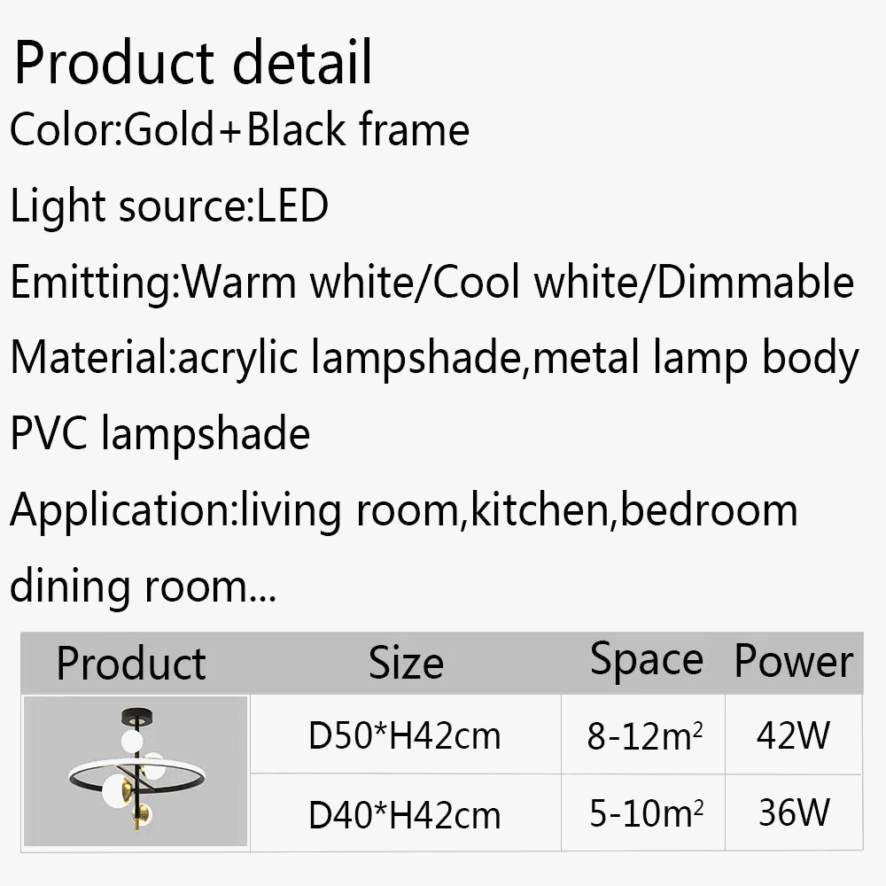 plafonnier led à anneau pour décoration intérieure moderne